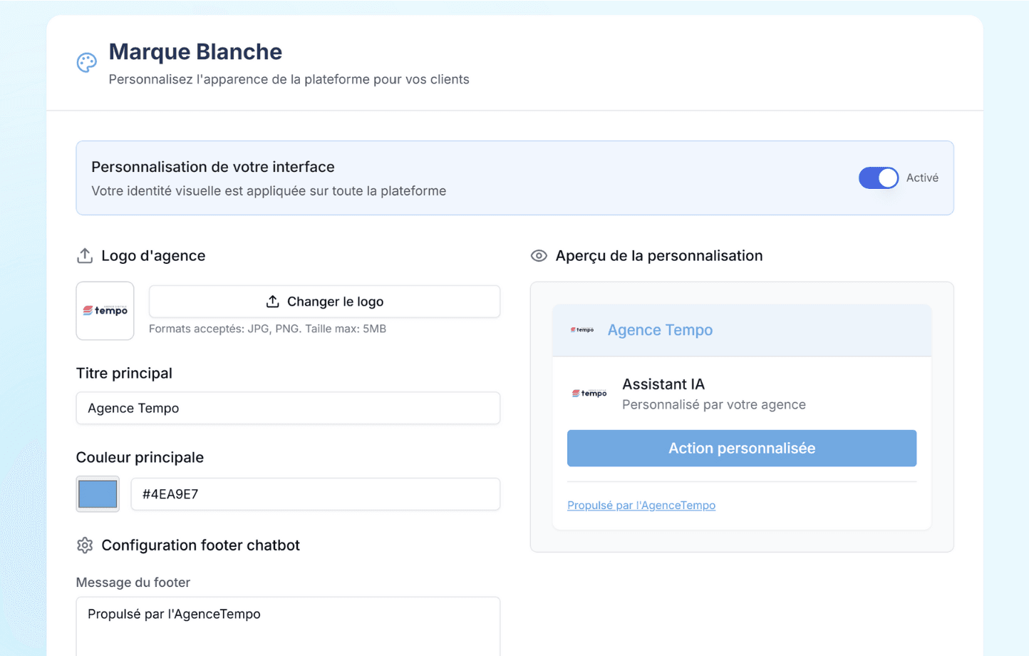 Configuration sur mesure